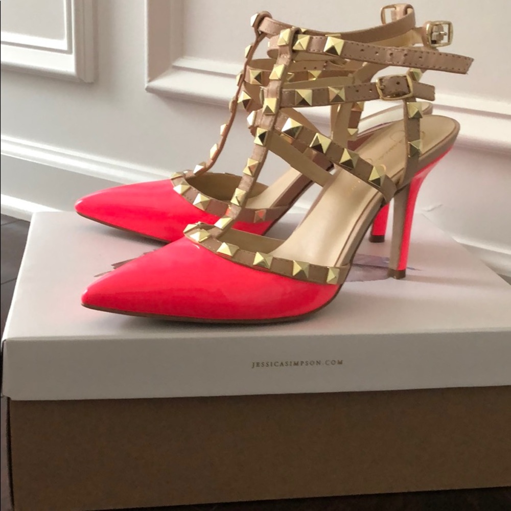 Jessica Simpson Dameera Neon Coral/Nude Heel